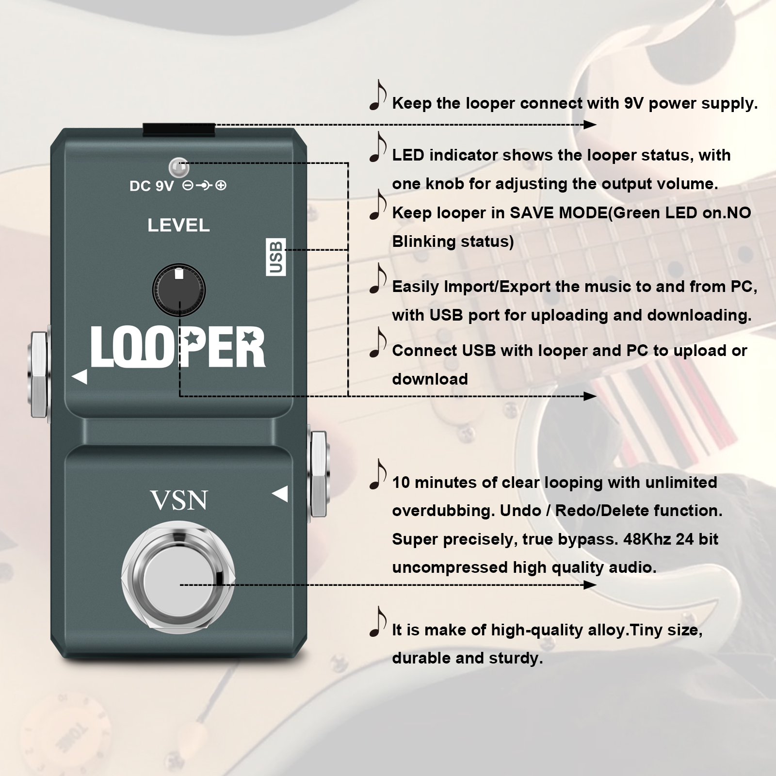 VSN Guitar Looper Pedal Digita - Looper Pedal Guitar ulasan dan harga