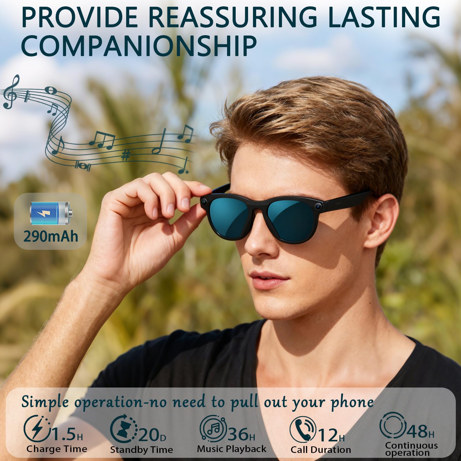 Black Smart Ai Glasses for Men - Audio Music To Video Ai ulasan dan harga